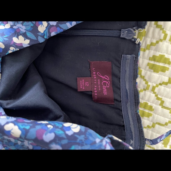 J. Crew Ruffle Hem Midi Dress Liberty Print Blue, Size 12 - Picture 2 of 7